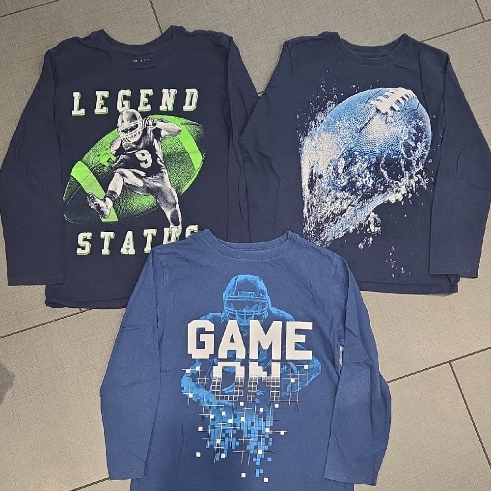 The Children's Place Navy Football Long Sleeve Tees